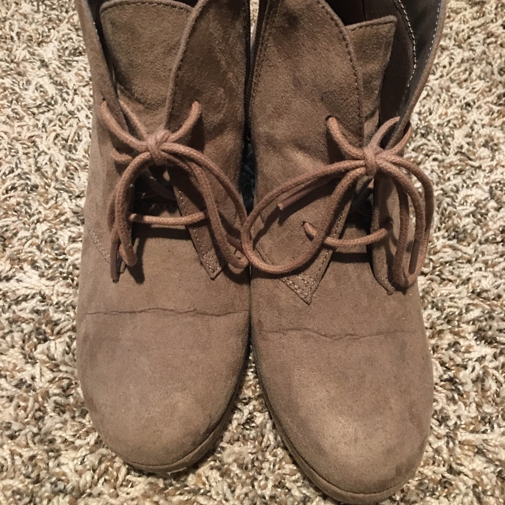 Microsuede Wedge Booties
